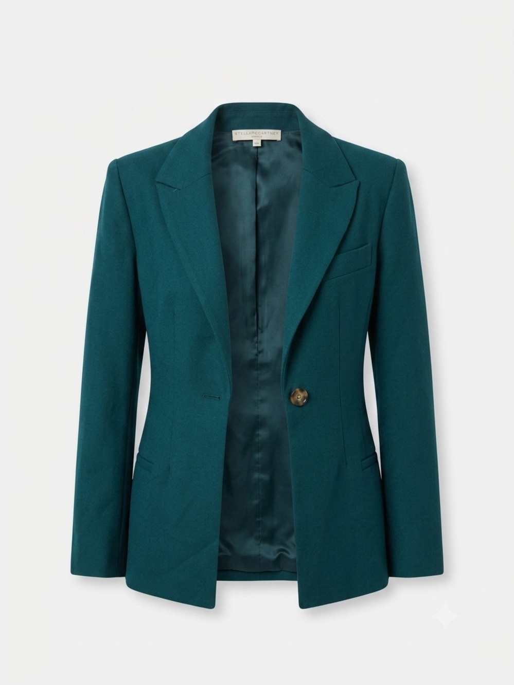 Stella Dallas Teal Single Button Blazer Jacket Small Tailored Office Career